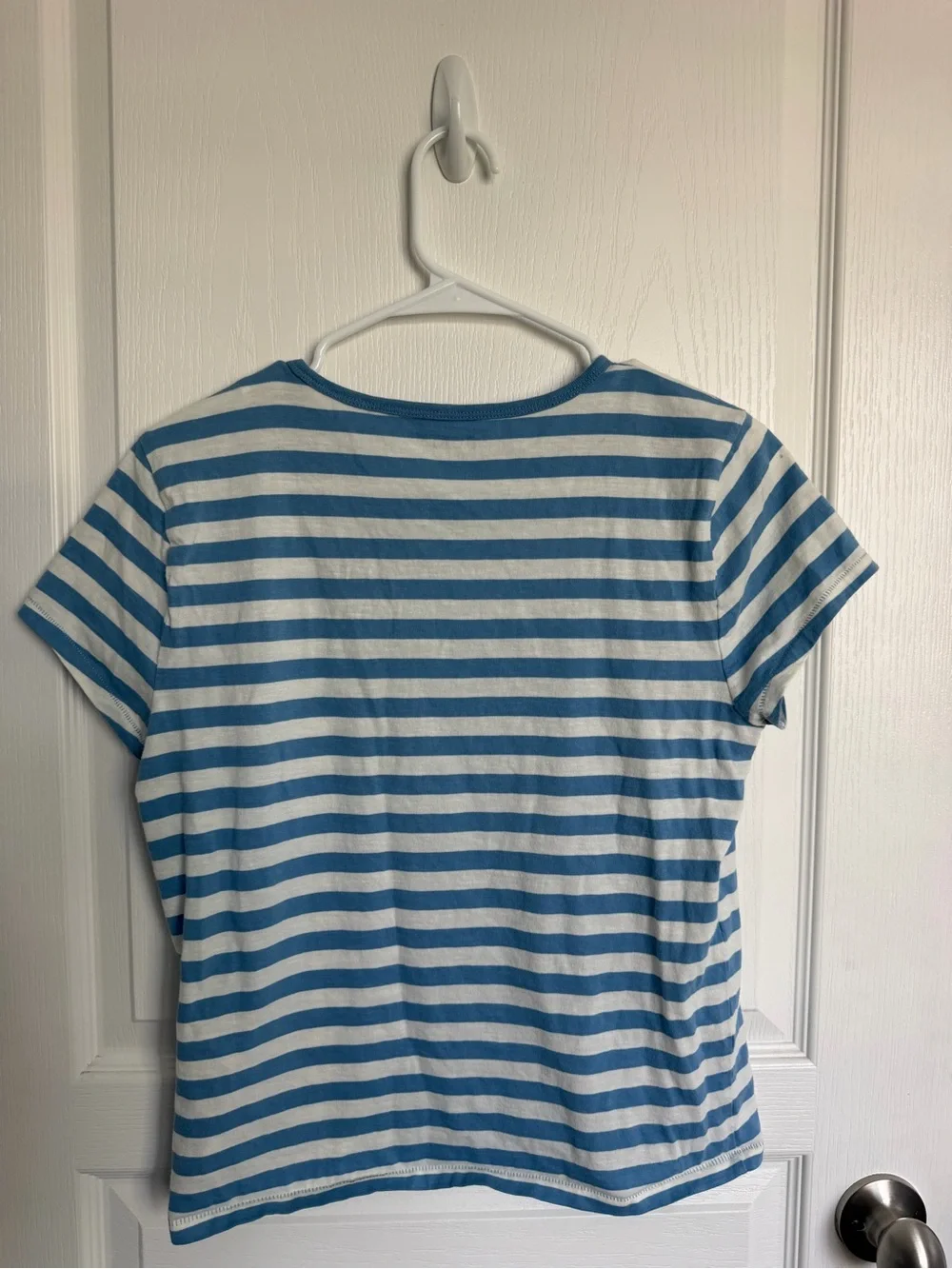J. Crew Blue and White Striped Short-Sleeve Tee